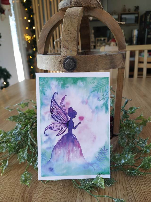 Carte "Fée rose", 10 x 15 cm