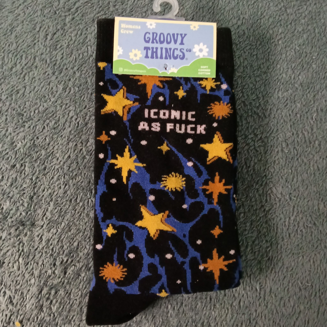 Groovy Things Iconic as F*** Socks - Adult 4-8, Black multi