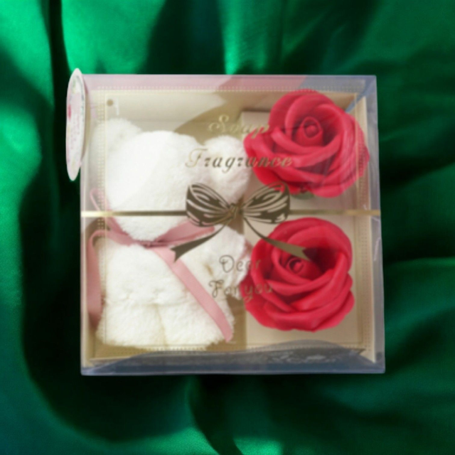 WaschBär mit Rosenseifen weiss