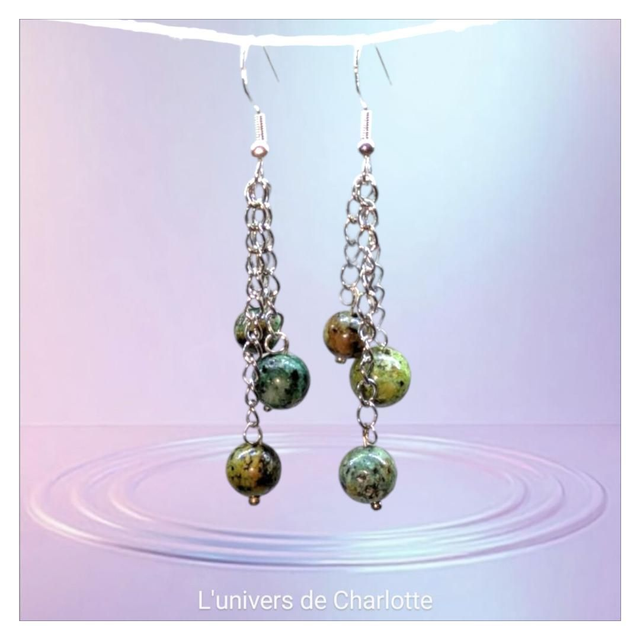 Boucles d&#039;oreilles &quot;Turquoise africaine&quot; BO-065