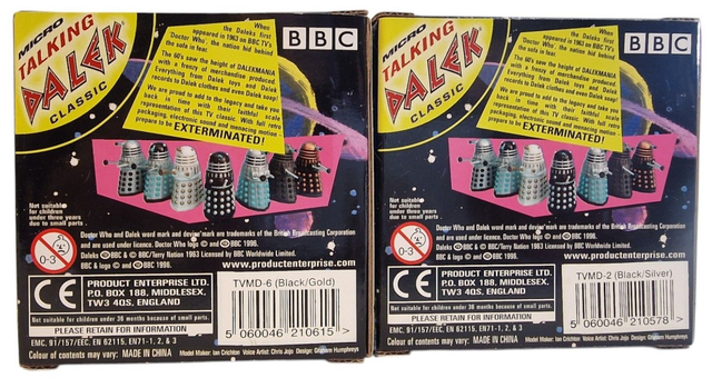 Doctor Who micro talking Daleks black with gold & silver balls - 1996