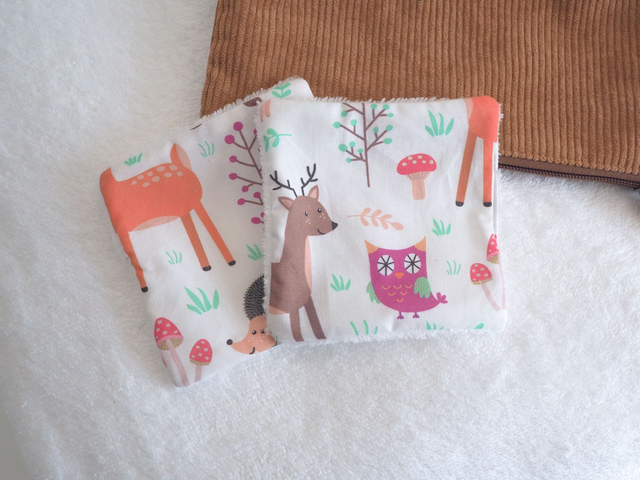 Lingettes lavables animaux de la forêt