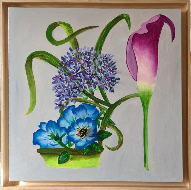 l&#039;escarpin fleurs arum rose 60x60