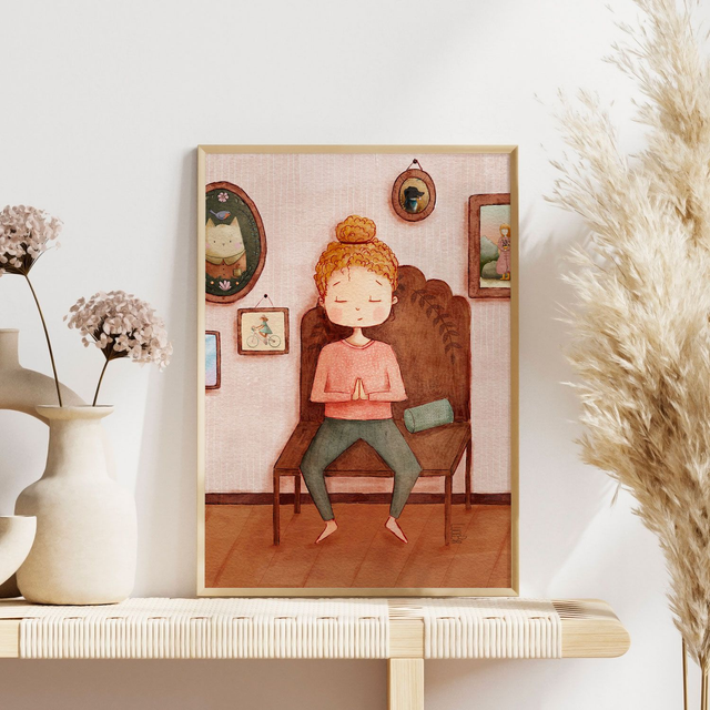 Affiche Fille zen | Décoration atelier, chambre | Illustration jeunesse