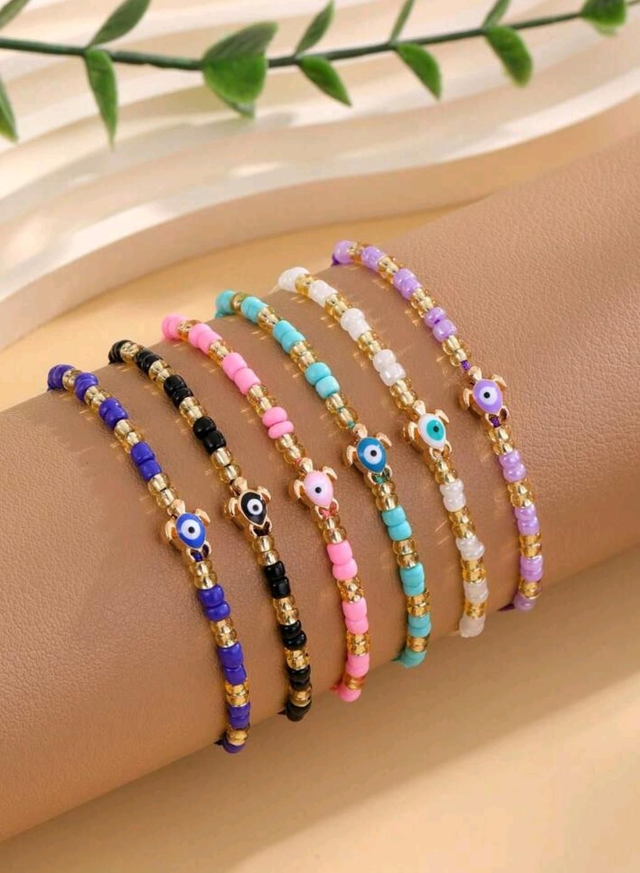 Bracelet totem tortue oeil bleu - à l'unité - réglable