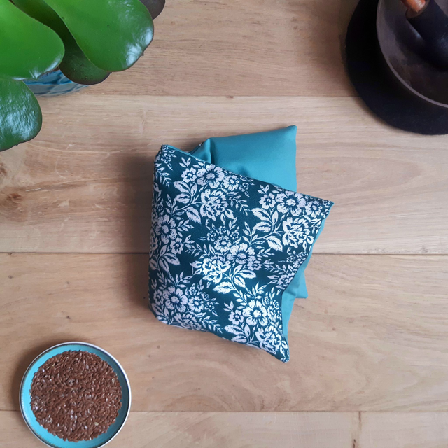 Bouillotte sèche aux graines de lin bio - Moyenne / Bouquet blanc