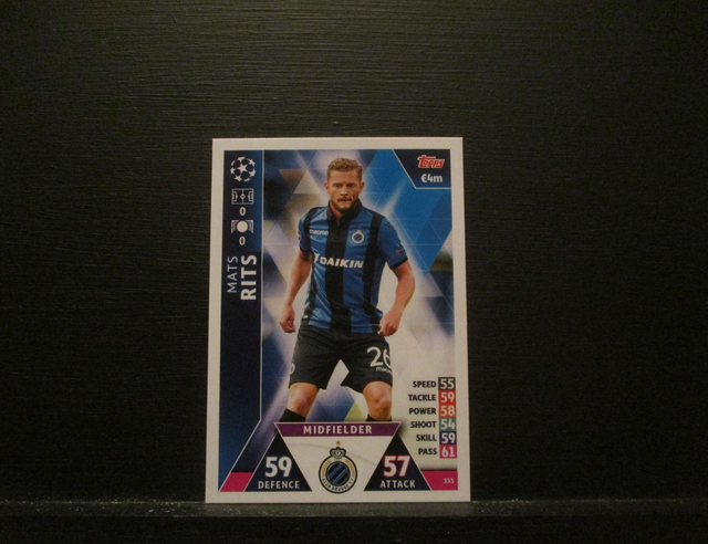 Mats Rits - UEFA Champions League Match Attax 2018/19 Original Trading Card #333
