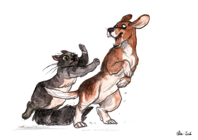 A5, deux personnages, couleur - commande d&#039;illustration originale