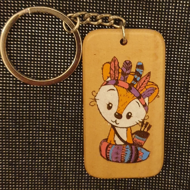 Porte-clef animal, renard indien rose 