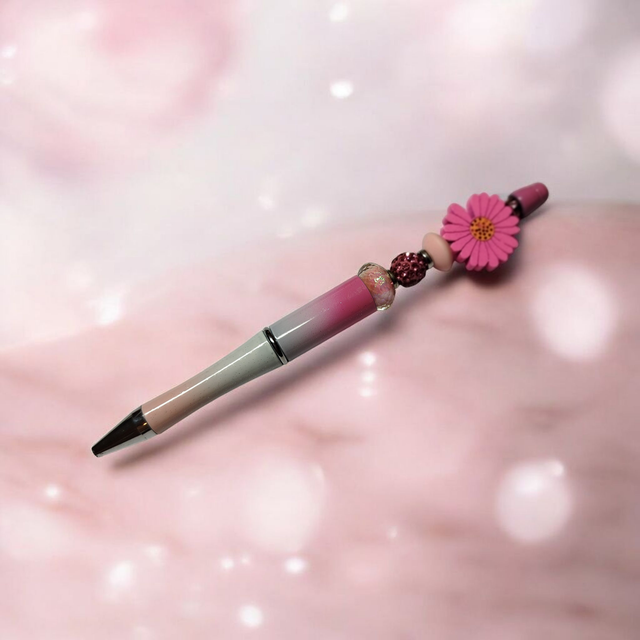 Stylo perles rose