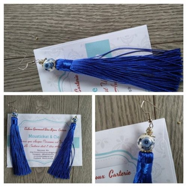 Boucles d&#039;oreilles pompon Bohème