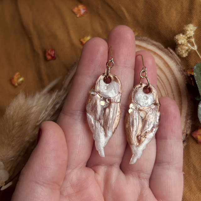 Owl Hook Earrings Gold Plated