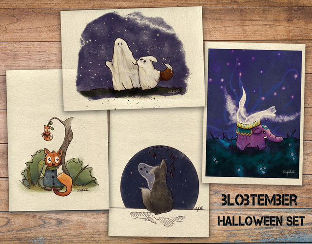 Graspapierkarten - Halloweenset