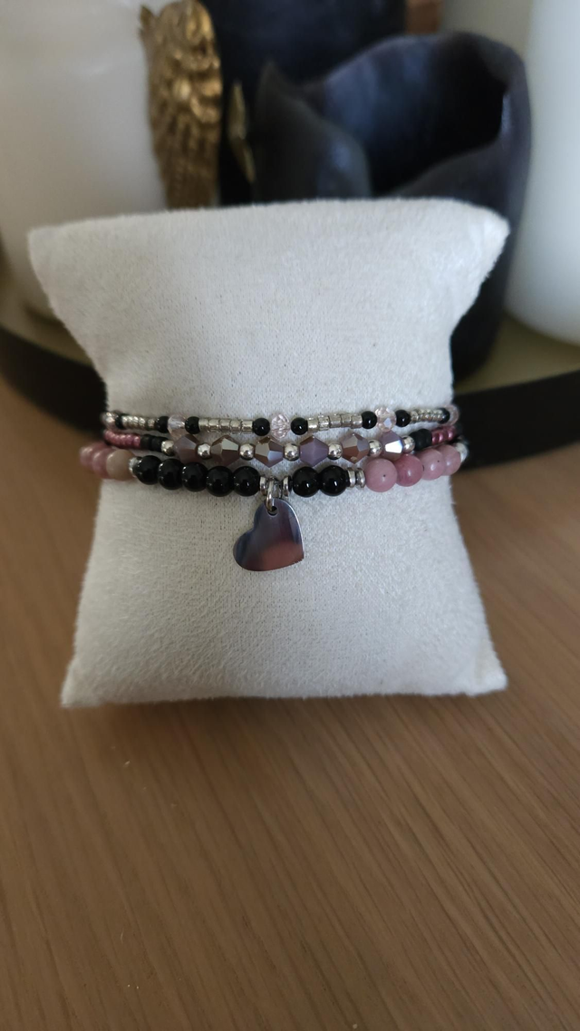 Bracelet triple rangs pendentif cœur ❤️ 