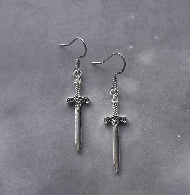 Patterned Sword Earrings - Small