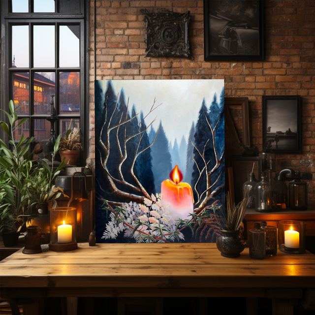 Original Painting Bracken Winter Candle