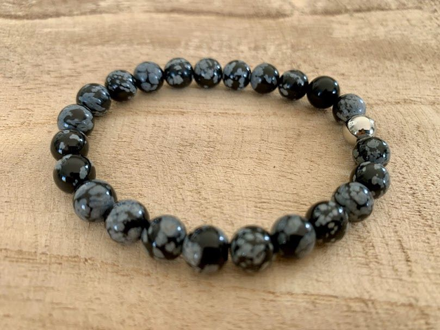 Bracelet Obsidienne mouchetée - Perles de 8mm