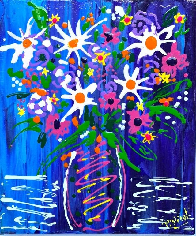 Bouquet violet  A26    (25x30cm)