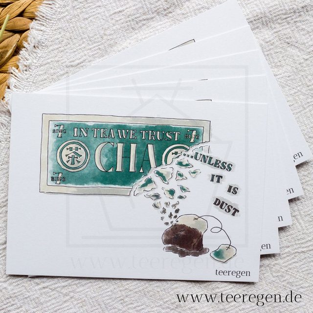 In Tea We Trust - Set of 5 - Tea Culture On Postcards