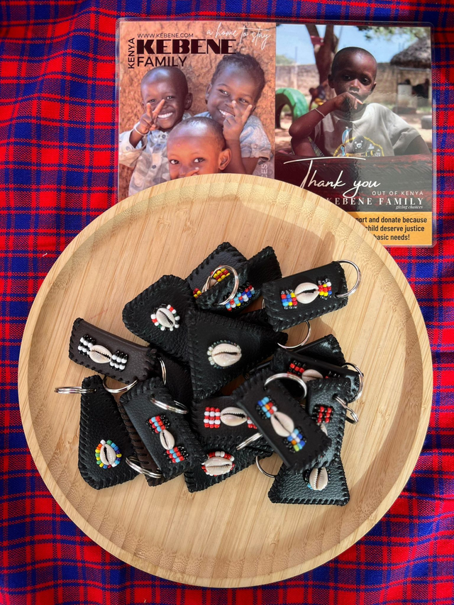 Sleutelhanger Leder Massai Print (3stuks)