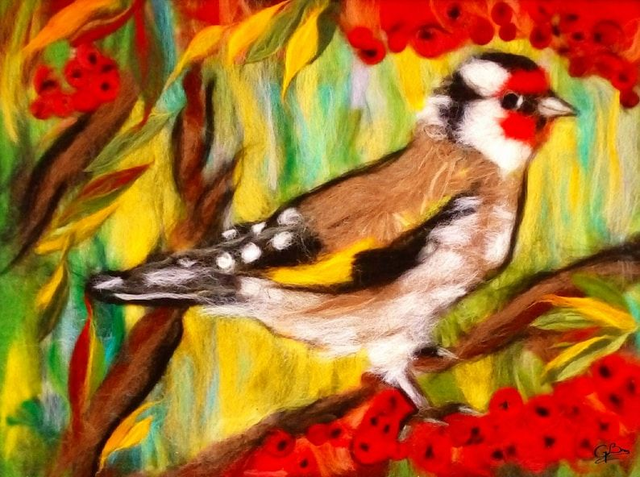 Chardonneret en Art Textile : Une Impression Unique pour Sublimer Votre Intérieur