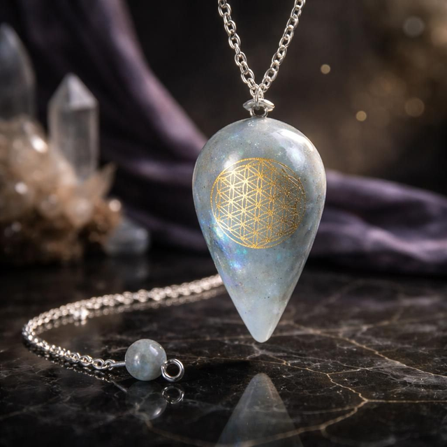"Labradorite fleur de vie" - Pendule p-06