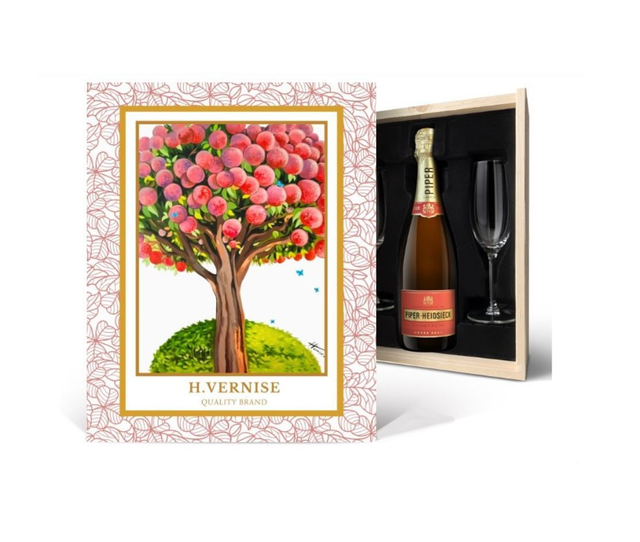 U1-1.4 - Coffret champagne Piper Heidsleck Brut - 750 ml - avec flûtes - Mon arbre secret