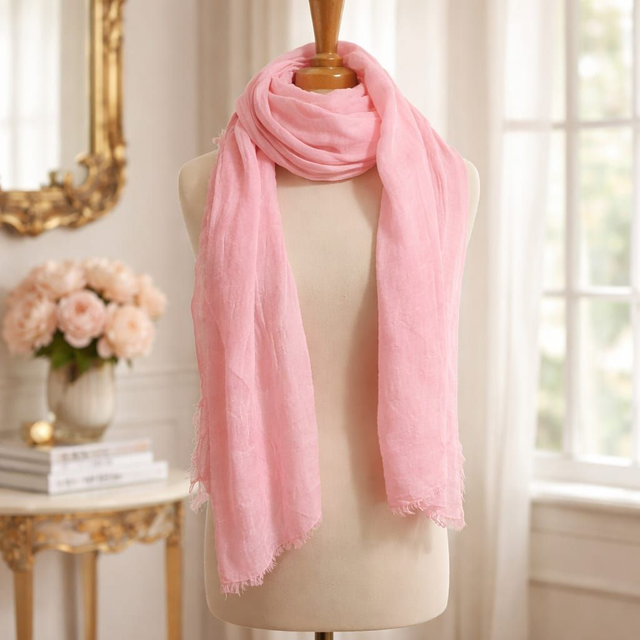 Longschal (rosa, hellblau und neongrün)