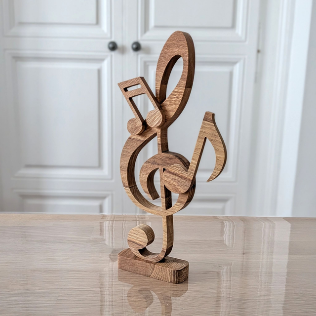 Clef de sol et notes en chêne