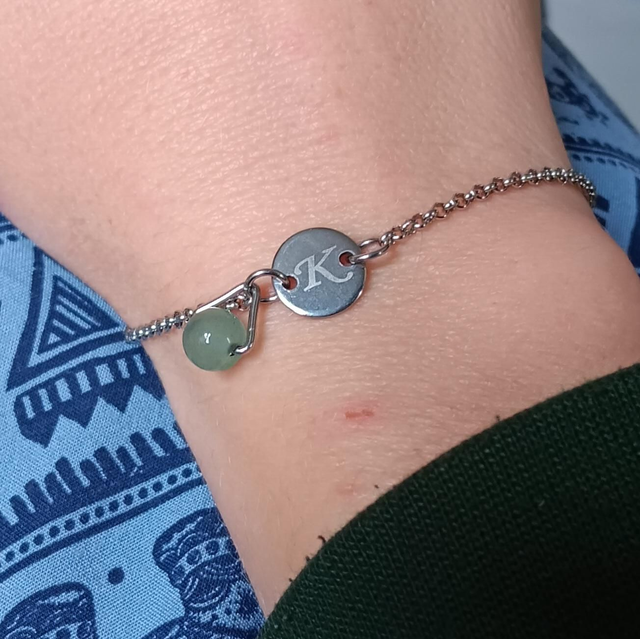 Personalised Letter Bracelet With Birthstone Charm