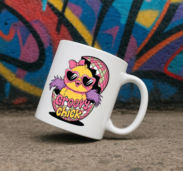 Groovy Chick 11oz Ceramic Printed Mug Design