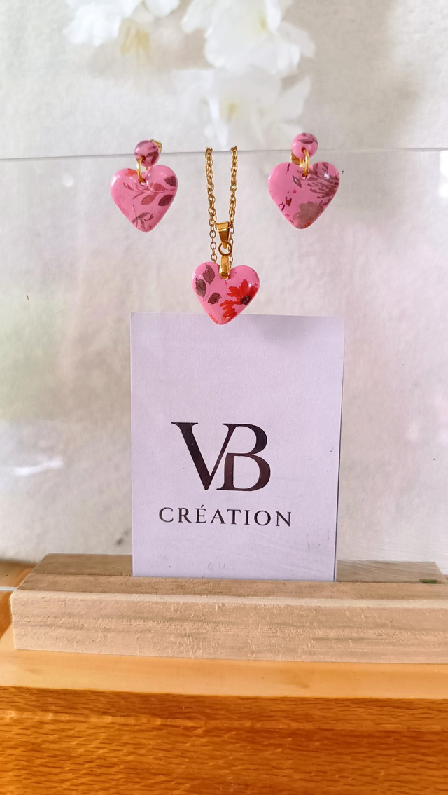 Parure coeur roses à motif