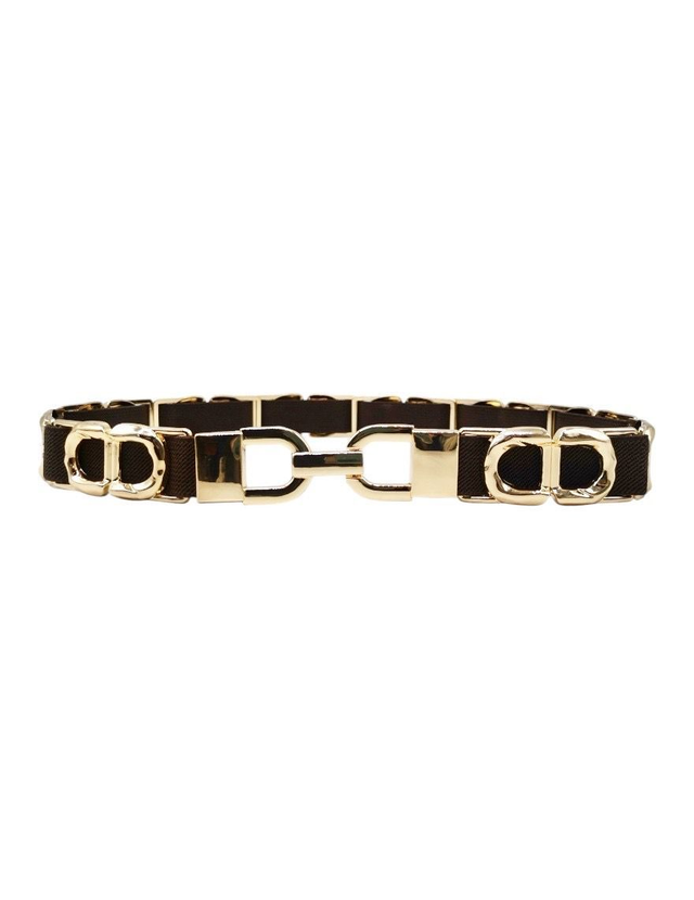 Riem elastiek choco met gouden details
