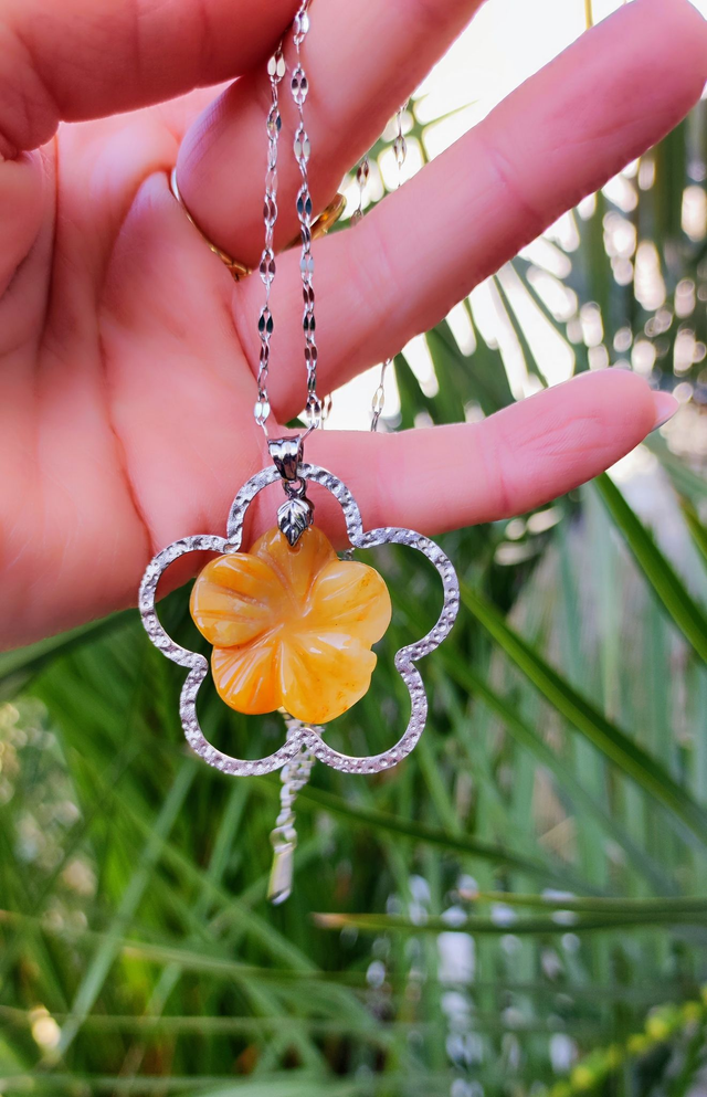 Collier "Flower" Calcite orange