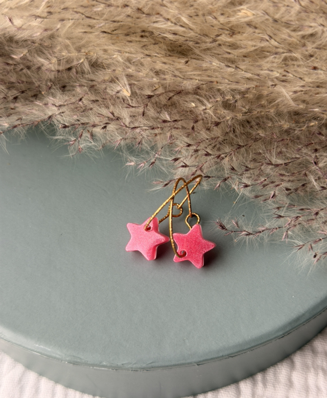 Créoles « Stars » roses