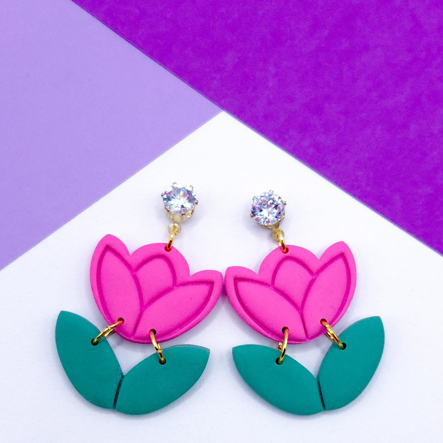 Pink Tulip Dangles