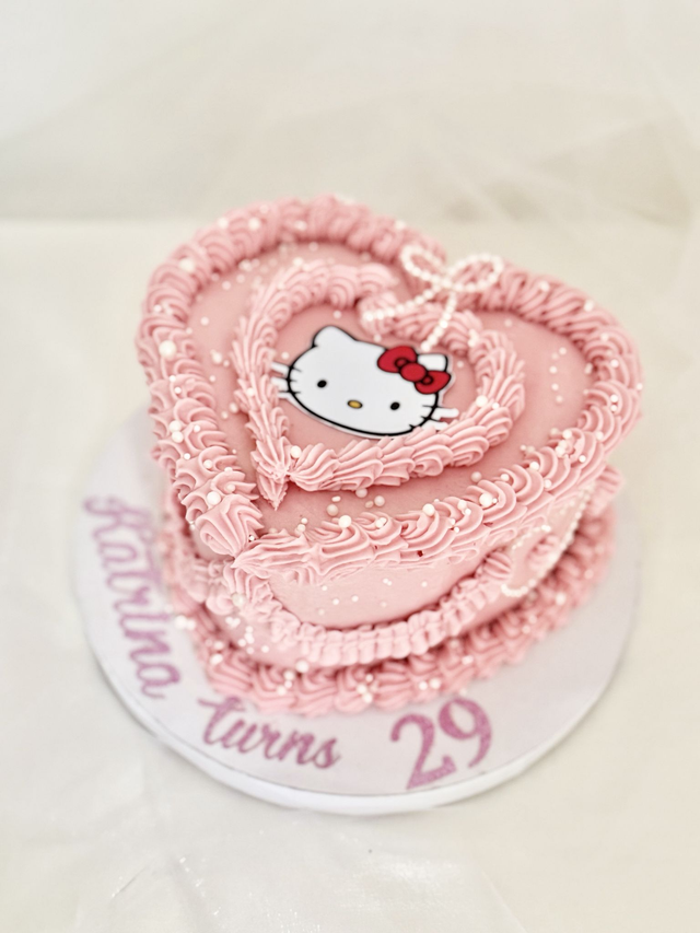 Hello Kitty Pink Heart Birthday Cake