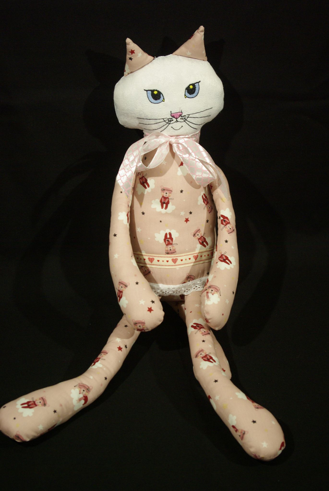 610-Doudou chat coloris rose Htr 62 cm