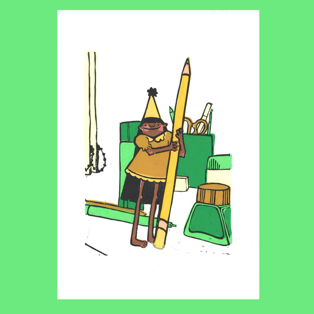 Penny's Pencil Linoprint - Mixed Colours