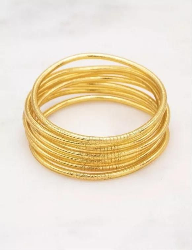 Jonc Bouddhiste doré avec mantra 