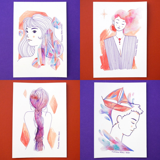 INKTOBER // mini originaux A6 (01 à 04)