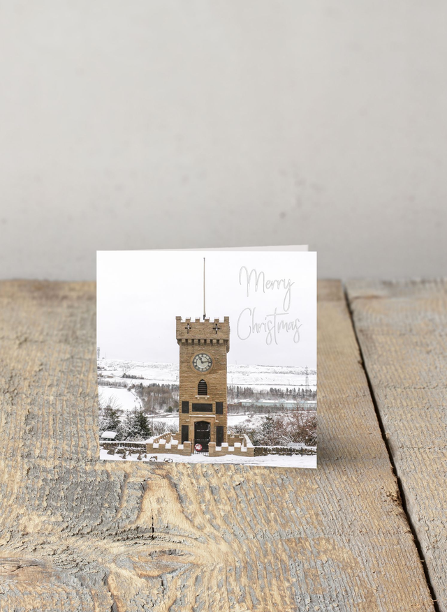 "Snow at the Clock Tower in Stocksbridge" Christmas Card  
