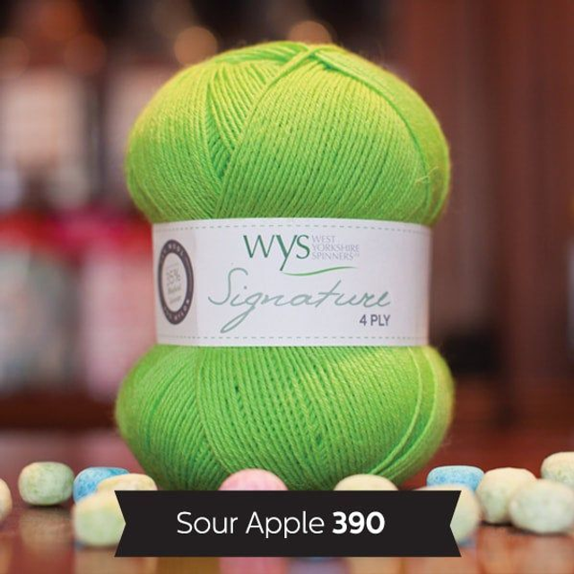 West Yorkshire Spinners Signature 4ply 100g/400m. Sour Apple 390