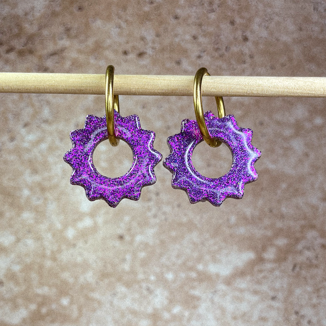 Aster - Paillettes violette (sans créoles)