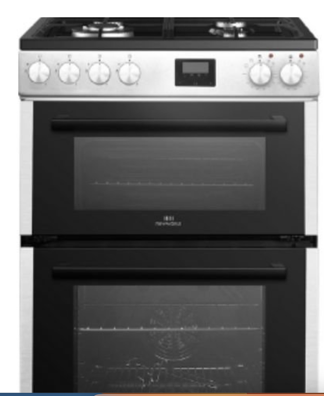 New World NWDO60DFS 60cm Double Oven Dual Fuel Cooker - Silver