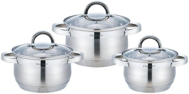 Lot de 3 marmites en inox 16 16 18 20cm tout feux.