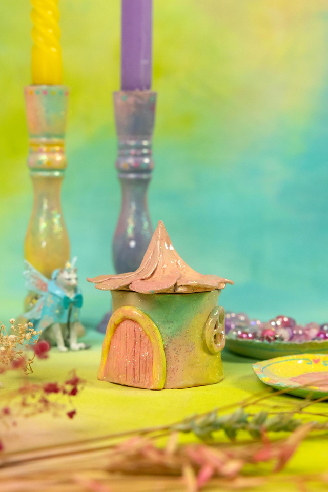 [Trucs en argile] Boite à bijoux "maison de fée" faite main en argile et peinte à la main