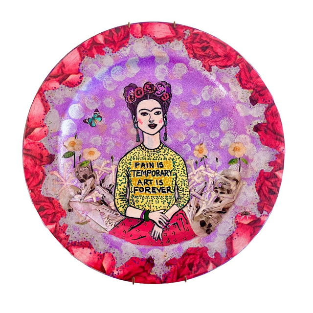 &quot;Pain Is Temporary Art Is Forever&quot; Lilac Upcycled Wall Plate - House of Frisson