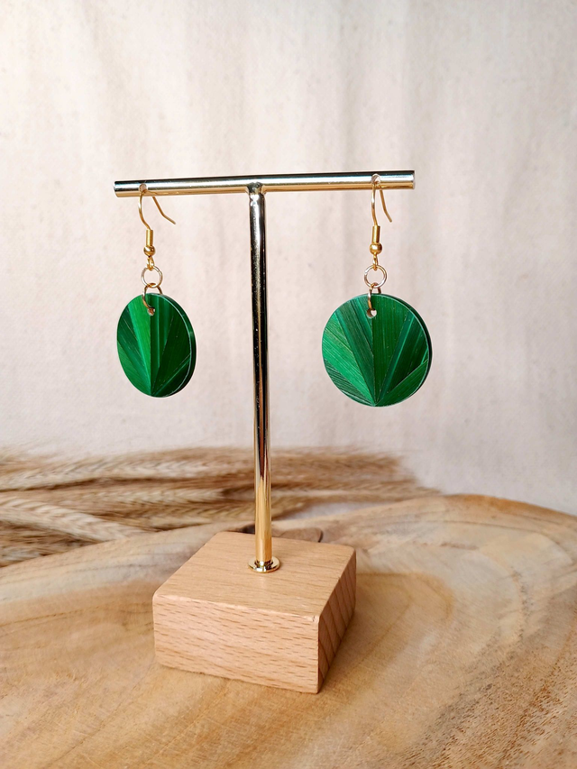 Boucles d'oreilles SIMPLE Éventail - Vert jungle