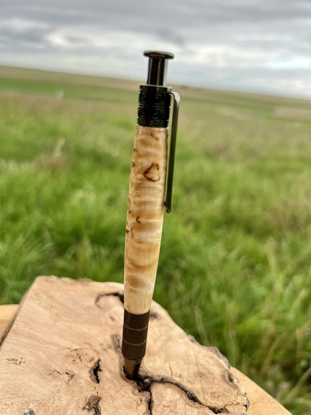 Stylo ribbed clic Bouleau madré